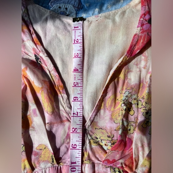 Free People Womens Pink Floral Freddy Tie Fruit Punch Boho Mini Dress Small - Picture 8 of 16
